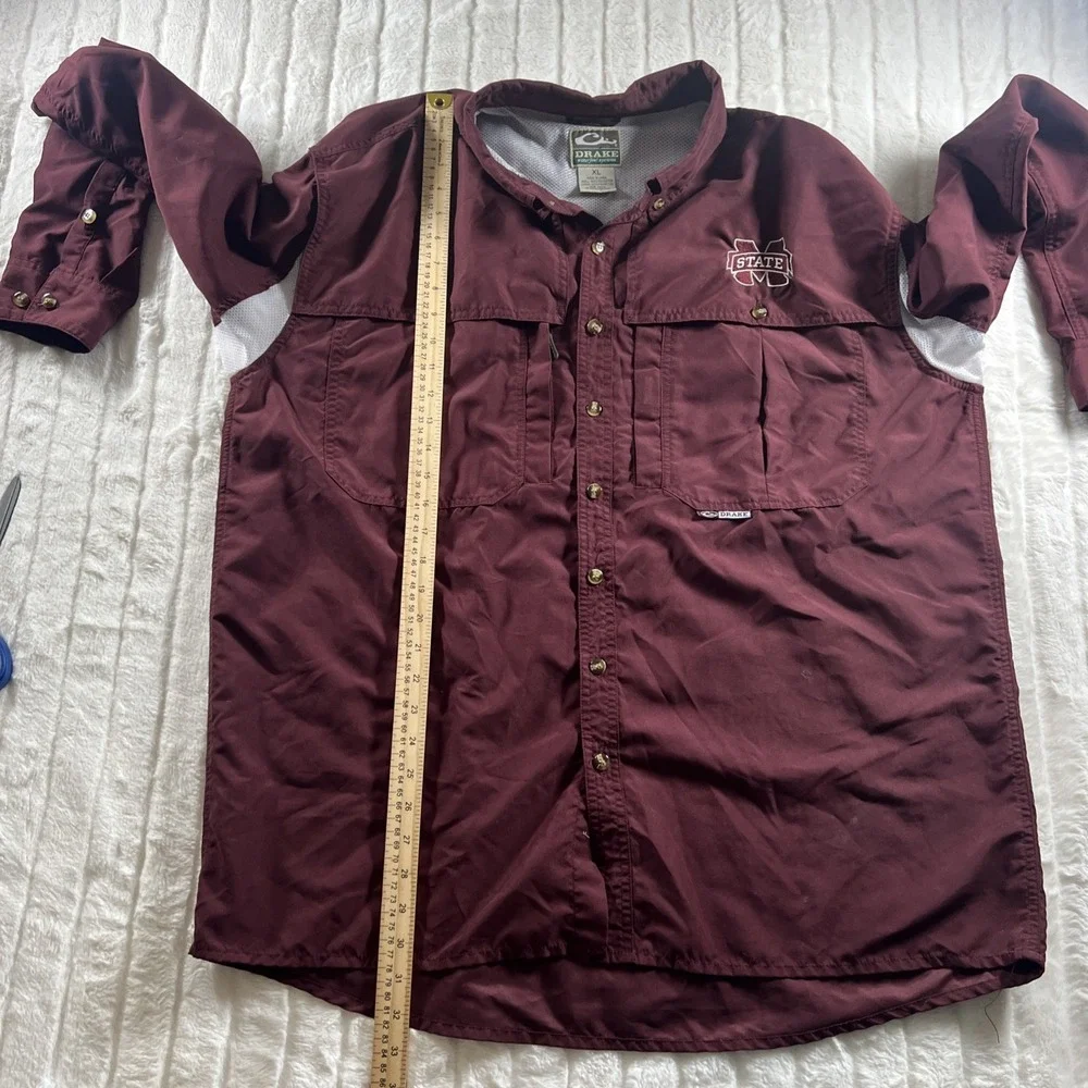 Drake Waterfowl Systems Mississippi State Bulldogs Button Up‎ Shirt size XL Nice